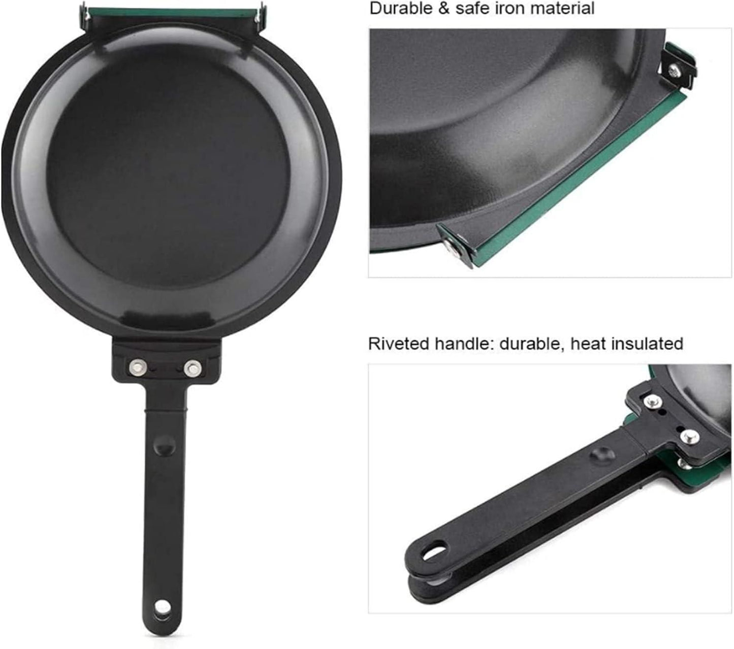 Double Side Stainless Steel Non-Stick Pancake & Egg Frying Pan with Ergonomic Handle