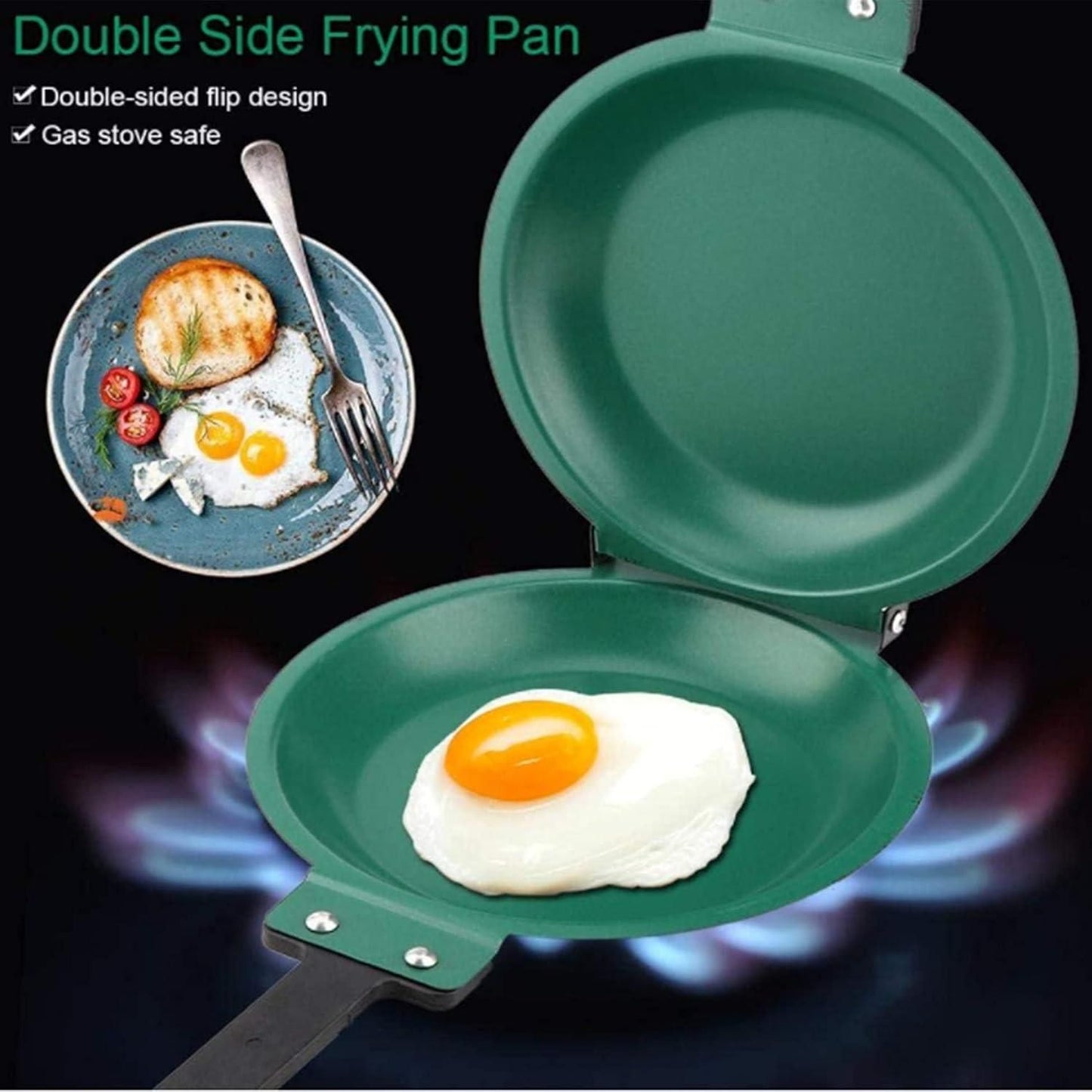 Double Side Stainless Steel Non-Stick Pancake & Egg Frying Pan with Ergonomic Handle