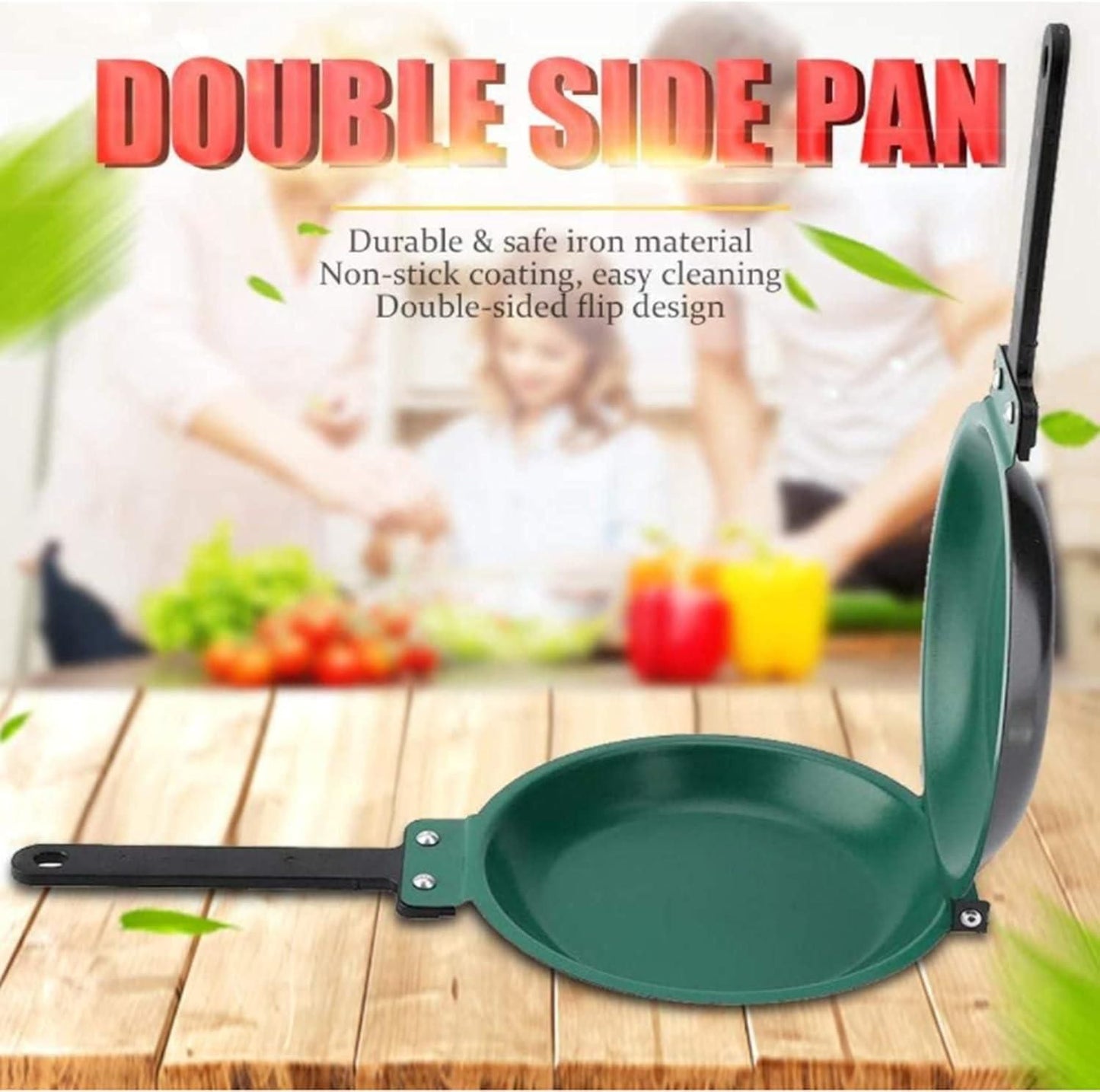 Double Side Stainless Steel Non-Stick Pancake & Egg Frying Pan with Ergonomic Handle