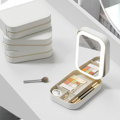 Makeup Bag with LED Mirror – Travel-Friendly Cosmetic Organizer for Girls & Ladies